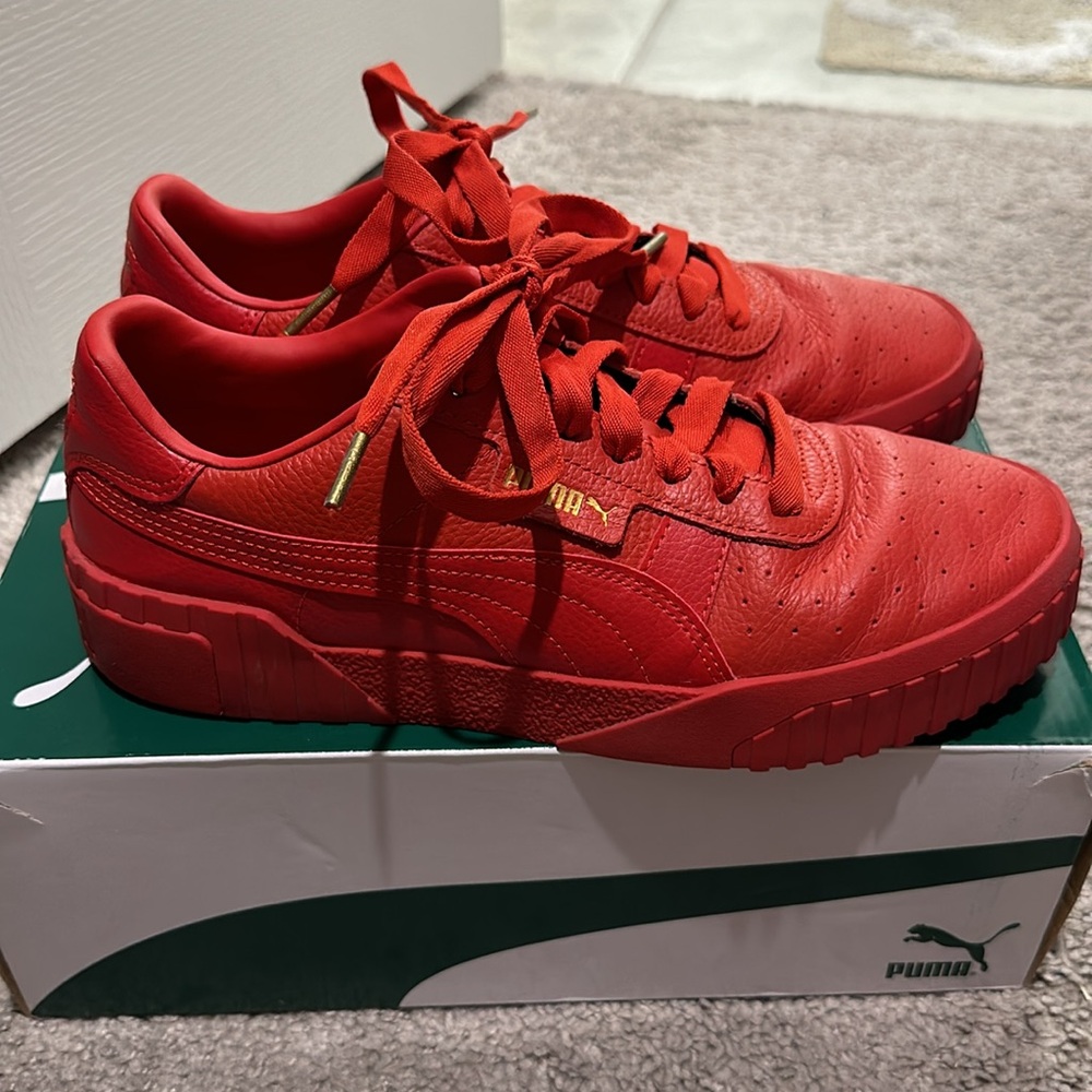PUMA Cali Wn’s red leather team gold sneakers 10.0 - Picture 4 of 8